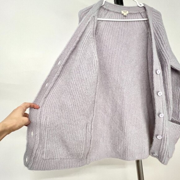 Aritzia Wilfred Mohair Wool Blend Purple Button Down VNeck Long Cardigan Sx XS - Picture 10 of 13
